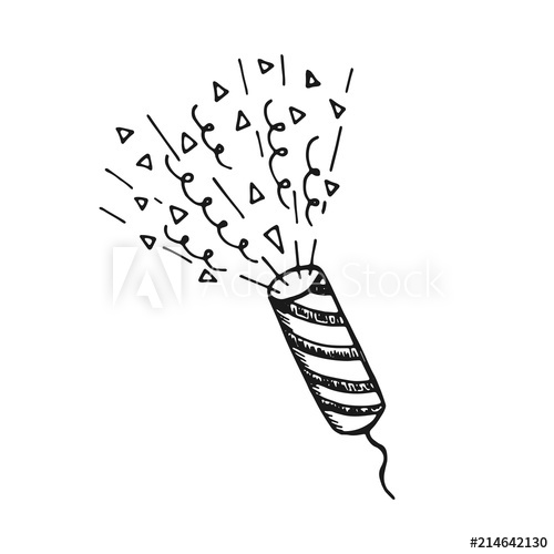 500x500 flapper festive with confetti hand drawing vector isolated object - Confetti Drawing