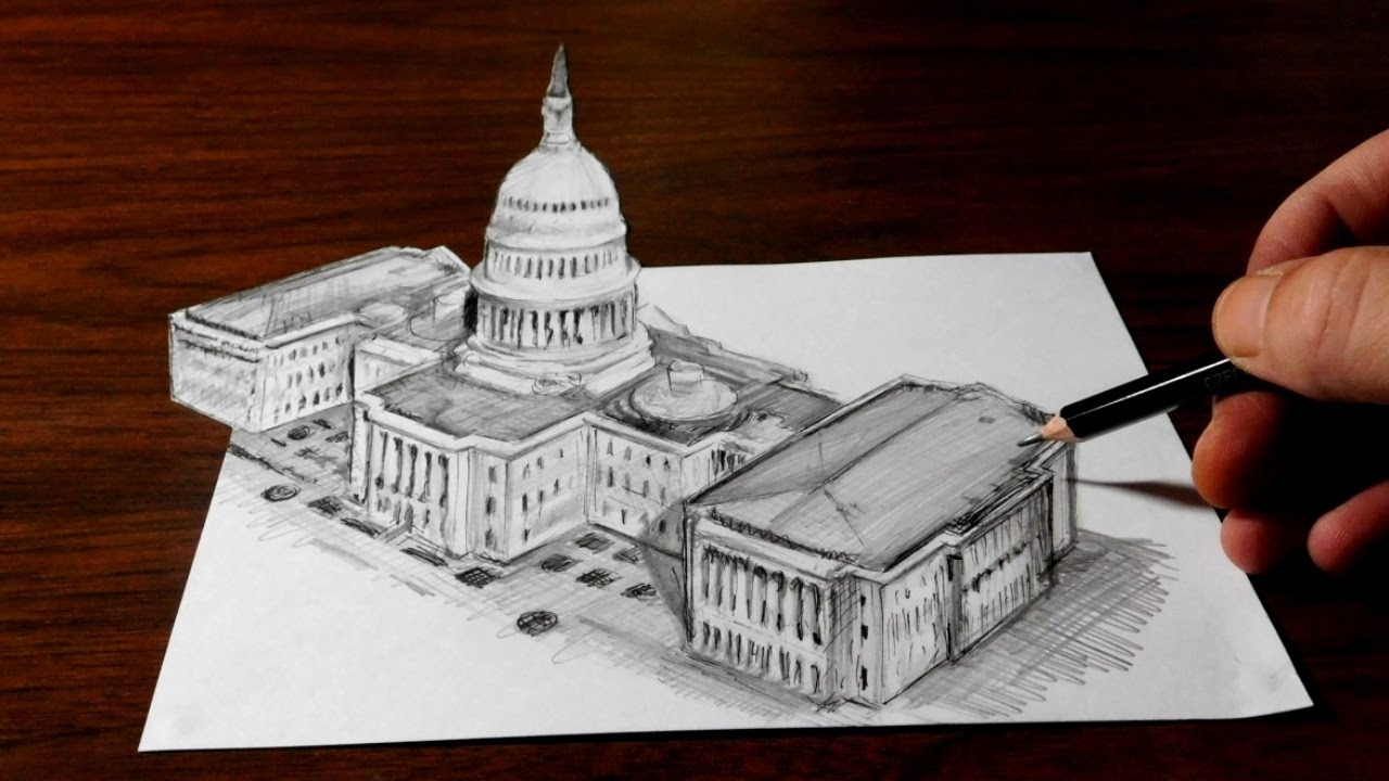 1280x720 Drawing The Us Capitol Building - Congress Building Drawing