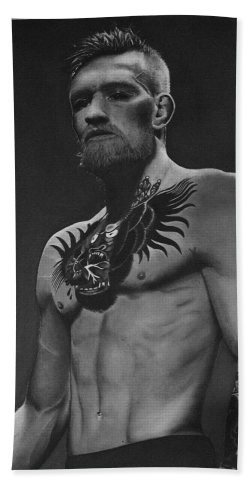 500x967 Conor Mcgregor Photorealistic Drawing Bath Towel For Sale - Conor Mcgregor Drawing