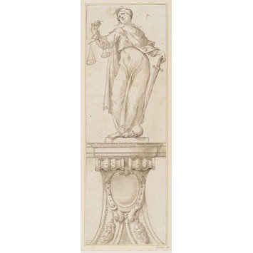 355x355 design for a console supporting an allegorical figure of justice - Console Drawing
