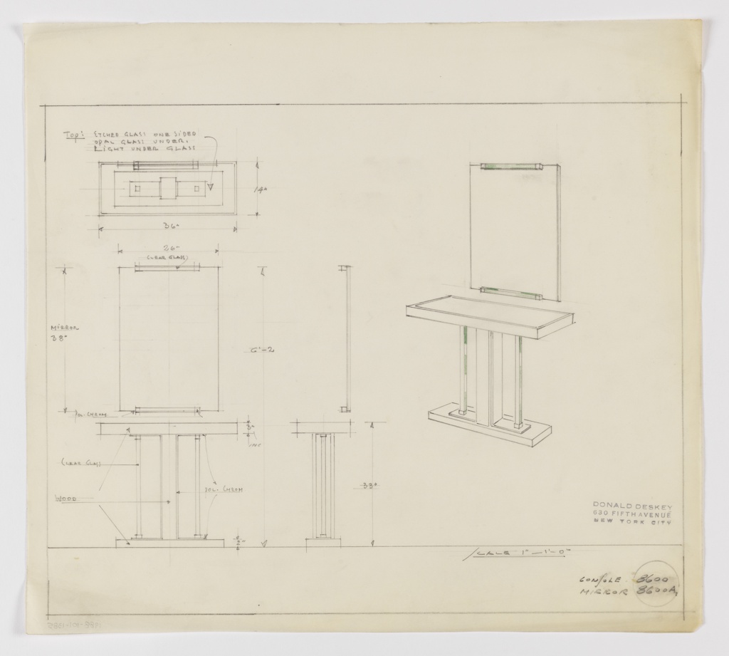 1024x921 drawing, design for console table and mirror, objects - Console Drawing