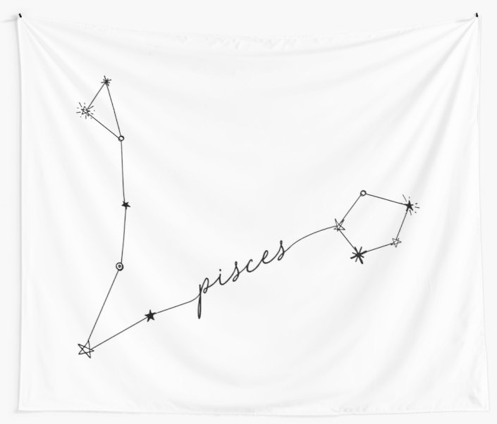 705x602 pisces zodiac constellation drawing sticker wall tapestries - Constellation Drawing