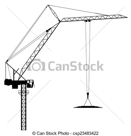 450x470 A Tower Crane In Silhouette - Construction Crane Drawing