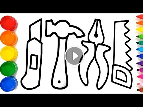 480x360 Coloring Construction Tools - Construction Tools Drawing
