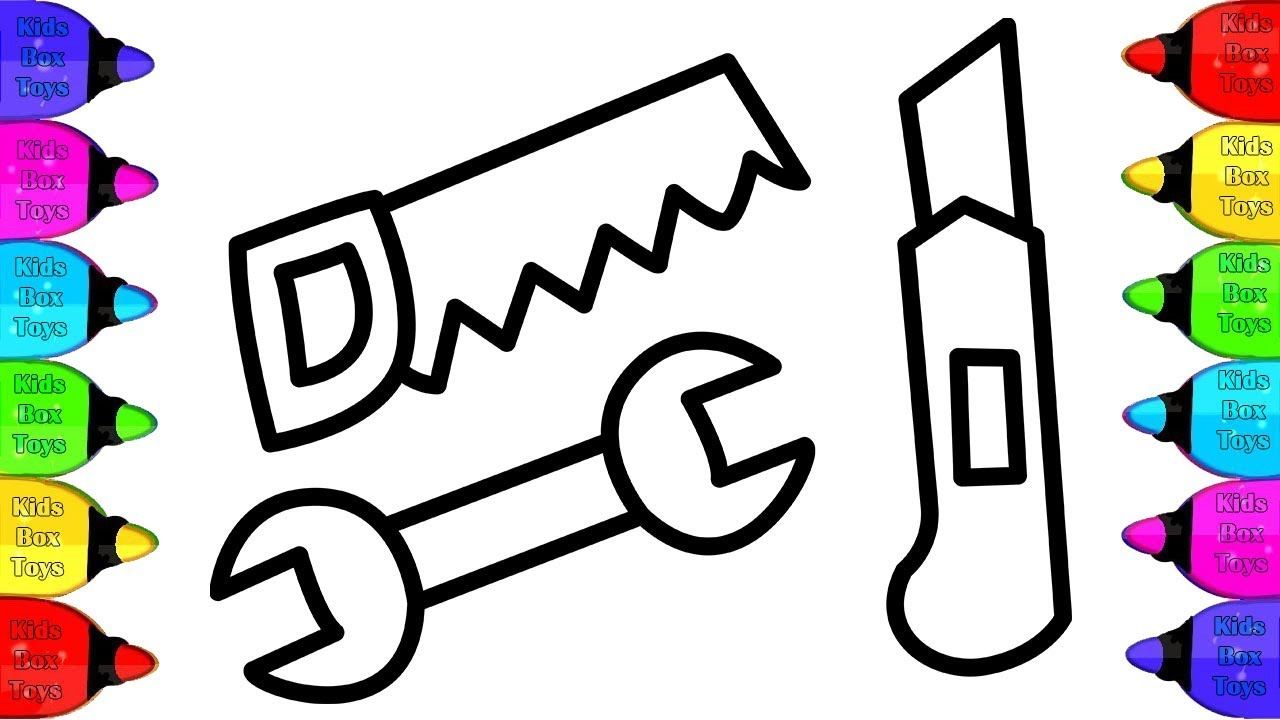 1280x720 Coloring Construction Tools Painting And Drawing For Kids - Construction Tools Drawing