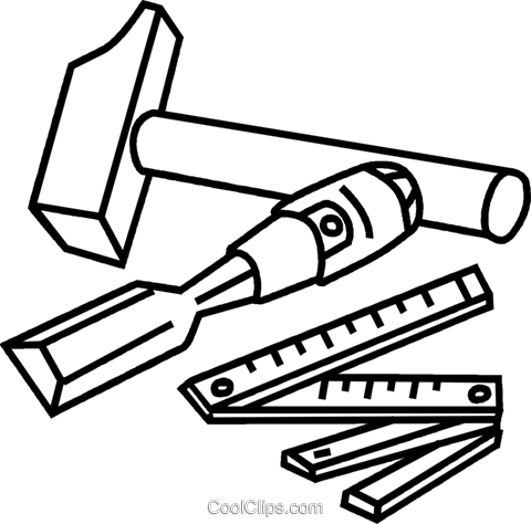 480x474 Construction Tools Clip Art Transparent Library Black And White - Construction Tools Drawing