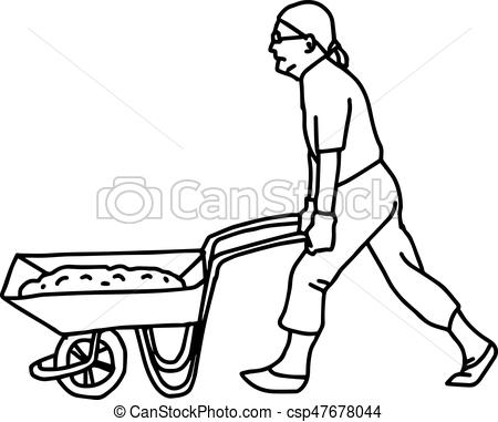 450x381 construction worker pushing a wheelbarrow - Construction Worker Drawing