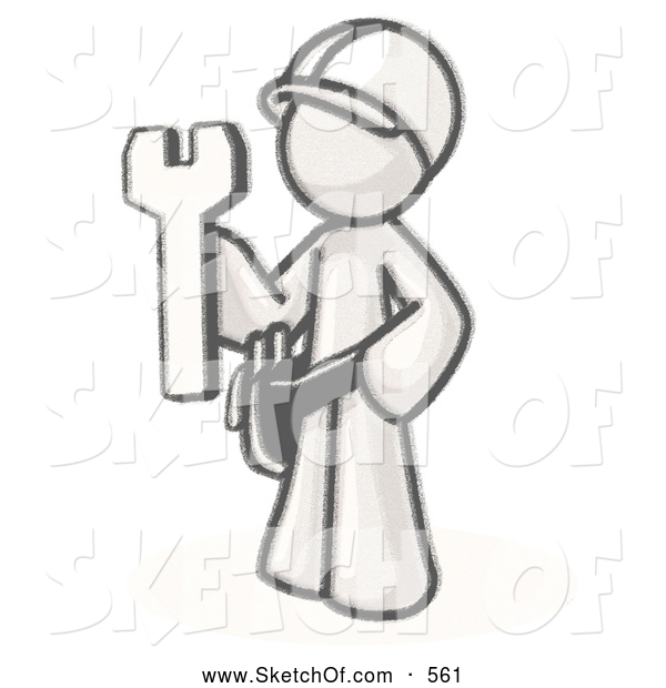 600x620 drawing of a sketched design mascot construction worker person - Construction Worker Drawing