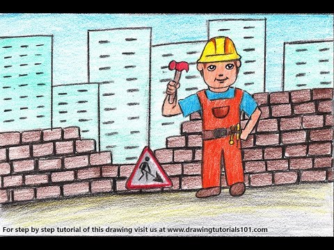 480x360 how to draw a construction worker scene - Construction Worker Drawing