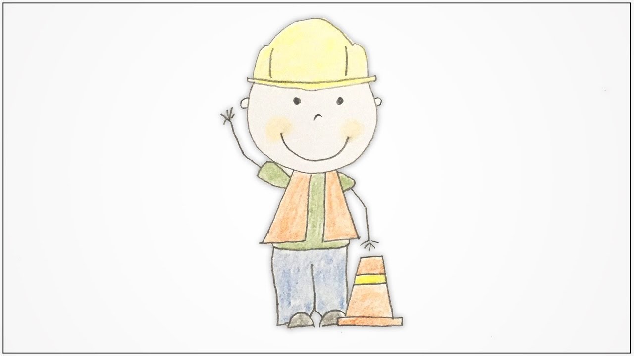 1280x720 how to draw community helpers - Construction Worker Drawing