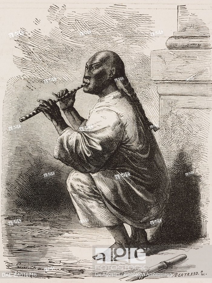 700x935 The Blind Consulate Playing The Flute, China, Drawing - Consulate Drawing
