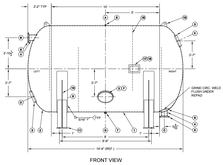 865x641 horizontal retention vessel pressure vessel engineering - Contact Drawing