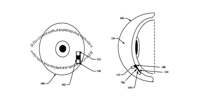 632x349 google awarded patent for their smart contact lens - Contact Lens Drawing