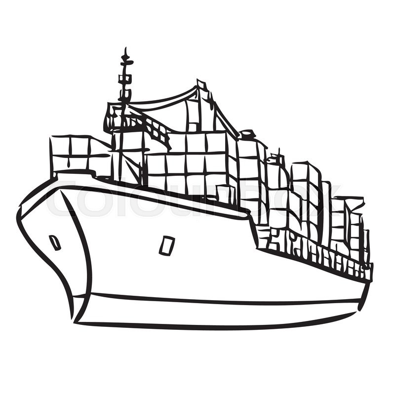 Container Ship Drawing at Explore collection of