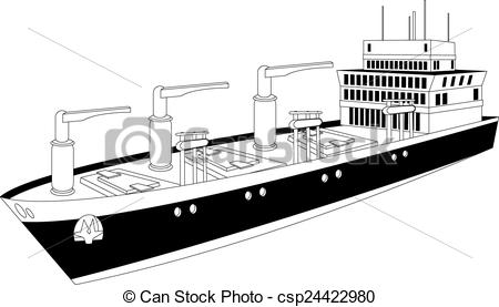 450x277 Illustration Of A Cargo Ship Of Dry Bulk Carrier With Three Cranes - Container Ship Drawing