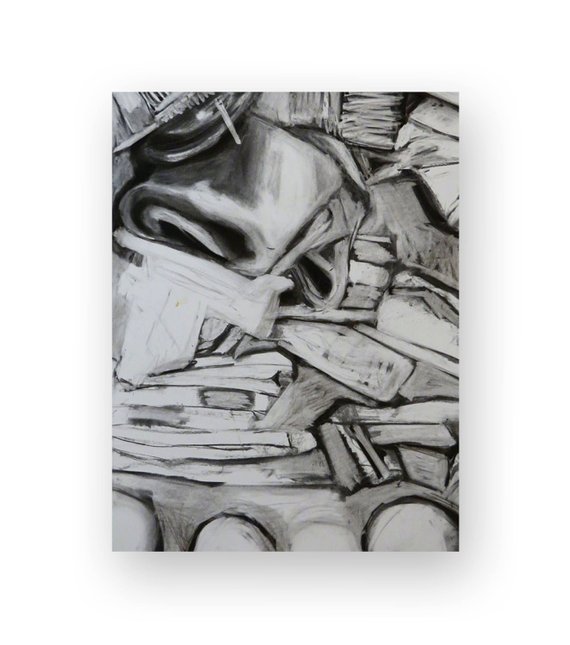 570x645 Original Charcoal Drawing Modern Still Life Of Fabric Black Etsy - Contemporary Still Life Drawing