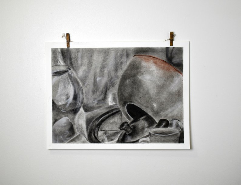 794x610 Original Charcoal Still Life Drawing Kitchen Wall Art Home Etsy - Contemporary Still Life Drawing