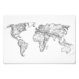 307x307 Continents Drawing Art Wall Zazzle Ca - Continents Drawing