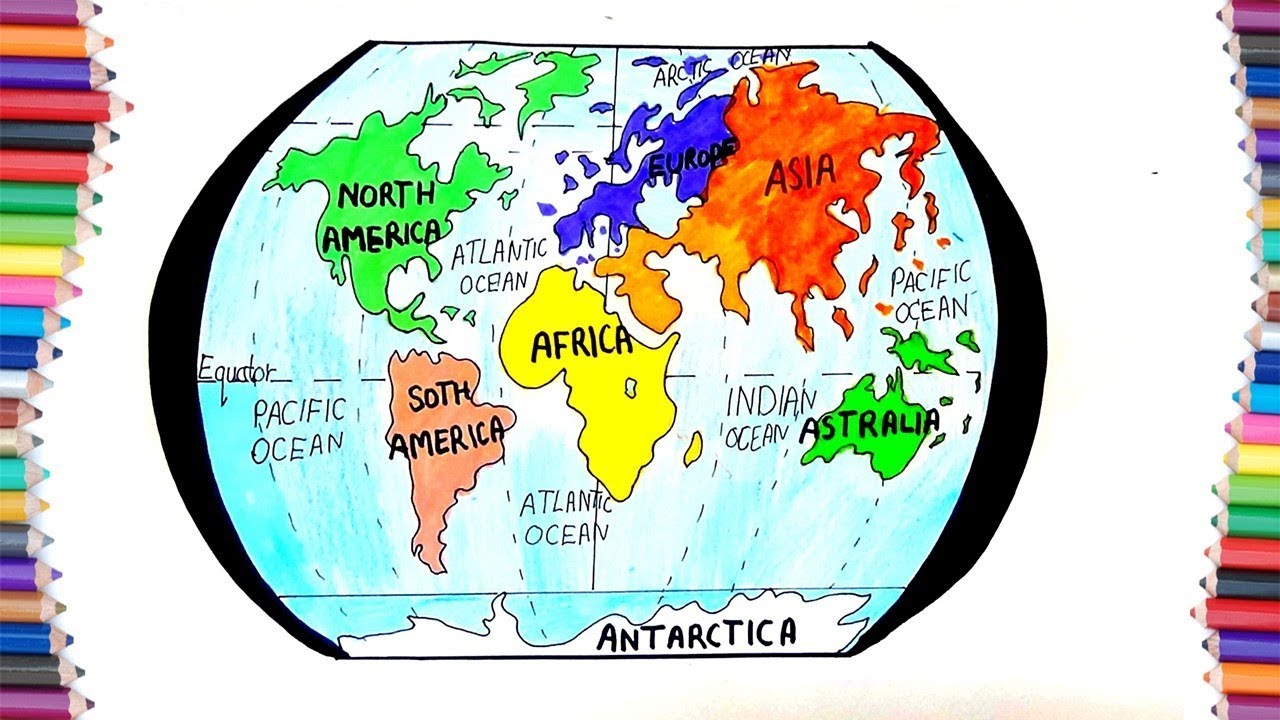 1280x720 how to draw continent of earth for kids - Continents Drawing