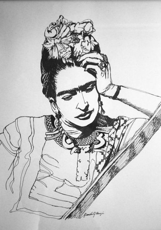 558x799 frida kahlo single continuous contour line portrait, art is - Continuous Contour Line Drawing