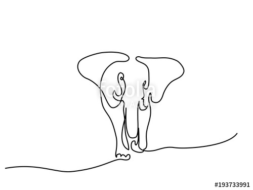 500x375 continuous line drawing elephant walking symbol logo - Continuous Drawing