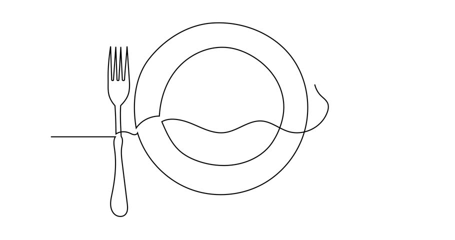 910x480 food continuous line drawing stock video footage - Continuous Drawing