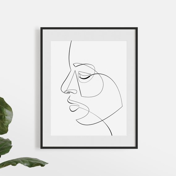570x570 woman one line face drawing continuous line print face line etsy - Continuous Drawing