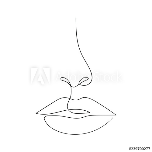 500x500 One Line Drawing Face Modern Minimalism Art, Aesthetic Contour - Continuous Line Drawing Face