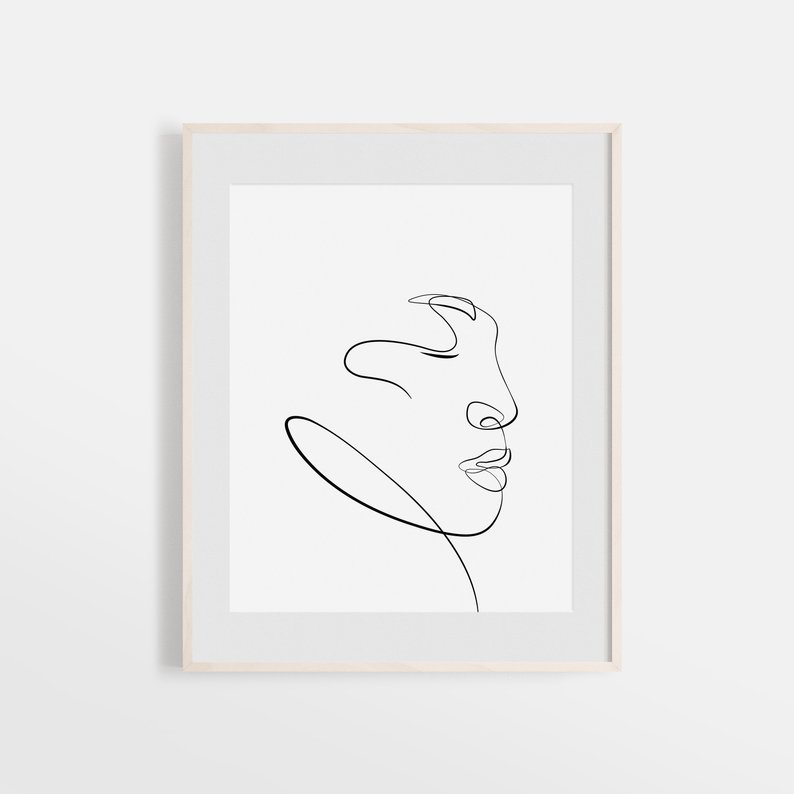 794x794 Single Line Face Sketch One Line Drawing Facial Illustration Etsy - Continuous Line Drawing Face