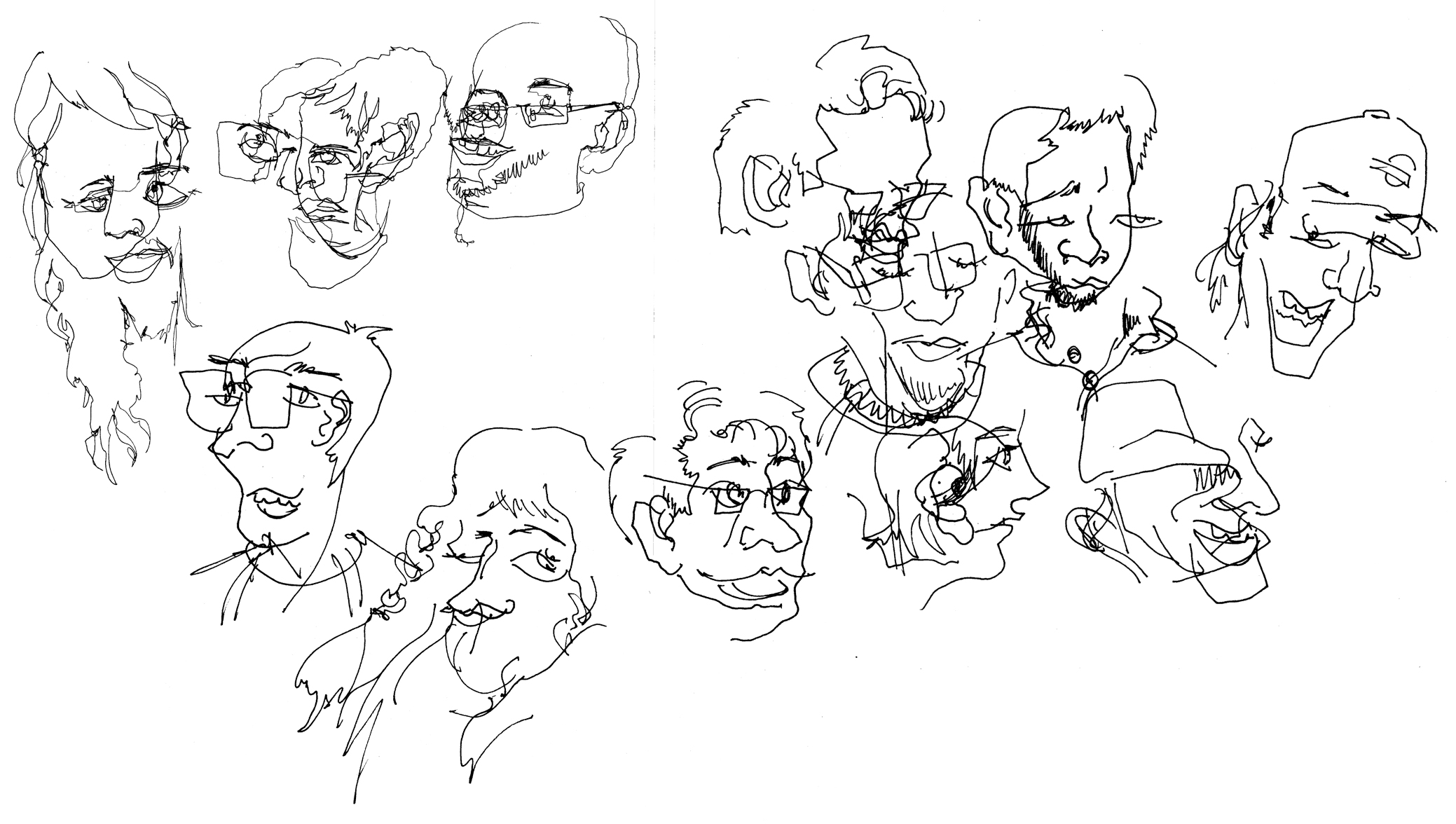 2078x1176 Contour Drawings, Bass Slappin' Multi Orbital Thought Balloon - Contour Drawing Face