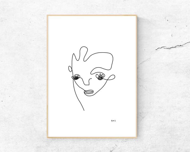 794x635 Dina Single Line Drawing Face Printable Digital Download Etsy - Contour Drawing Face