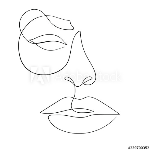 500x500 One Line Drawing Face Modern Minimalism Art, Aesthetic Contour - Contour Drawing Face