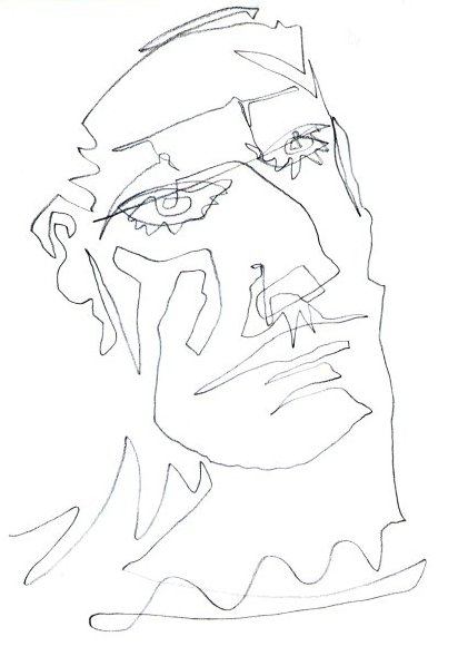 412x598 Talking Squares Contour Drawing Face - Contour Drawing Face