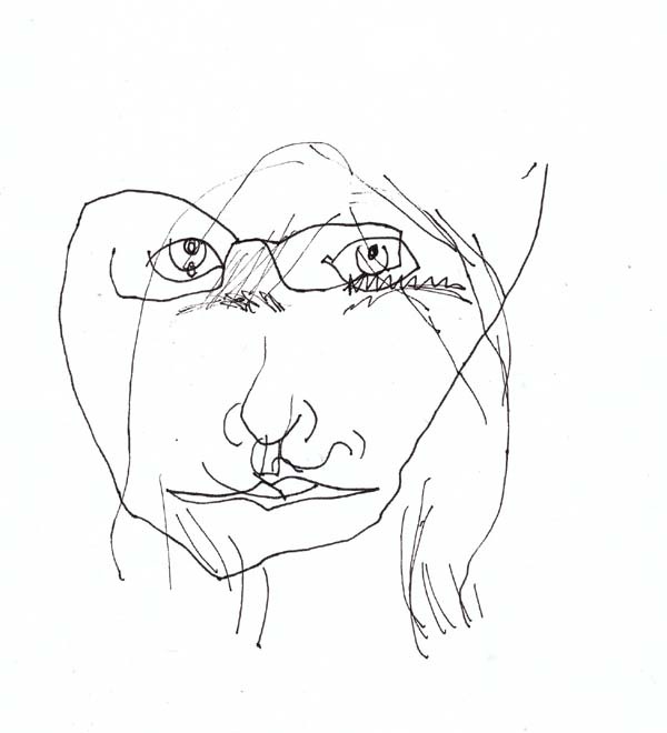 600x660 Blind Contour - Contour Drawing Face