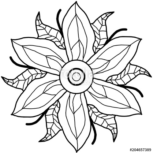 500x500 Contour Drawing Of A Flower For Coloring Stock Image And Royalty - Contour Drawing Flower