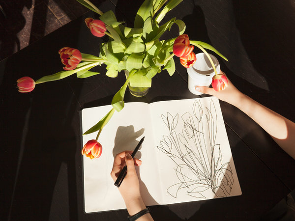 600x450 Letter Of Recommendation Blind Contour Drawing - Contour Drawing Flower
