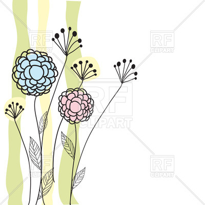 400x400 Three Green Lines And Contour Drawing Of The Two Pretty Flowers - Contour Drawing Flower