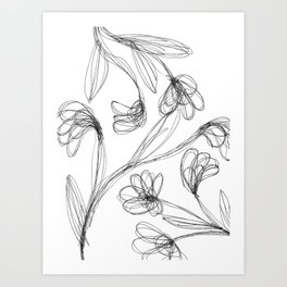 264x264 Contour Drawing Art Prints - Contour Drawing Flower