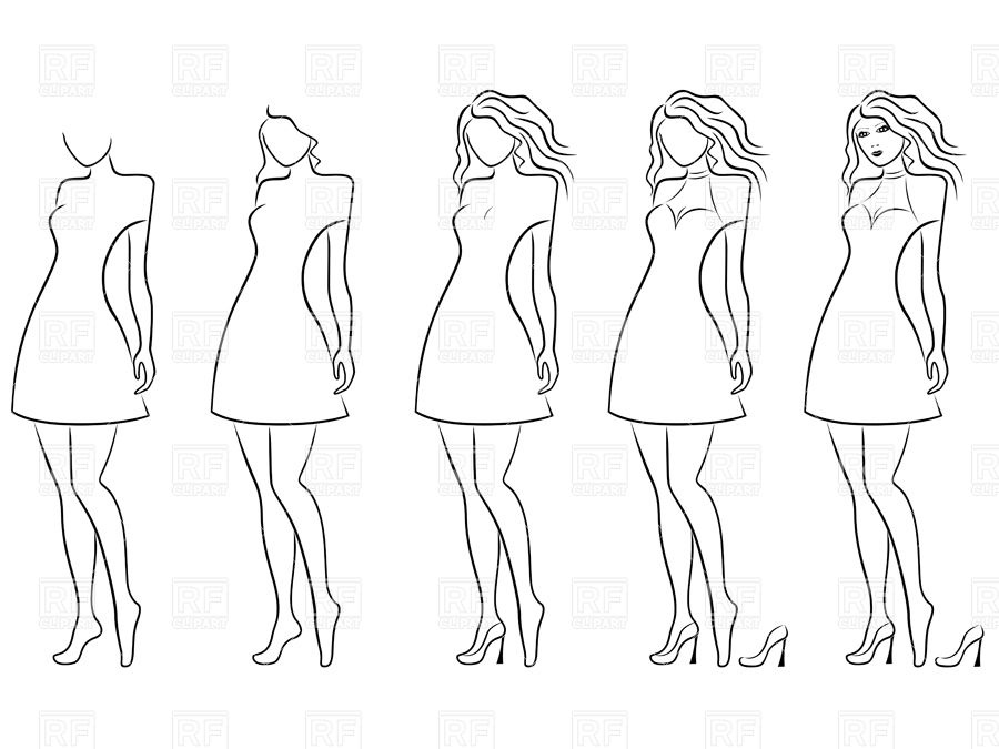 900x675 Alluring Young Women Contour - Contour Hand Drawing
