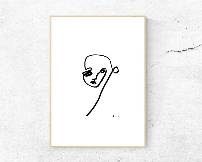 794x635 Matilde Blind Contour Line Drawing Digital Download Print Etsy - Contour Line Drawing