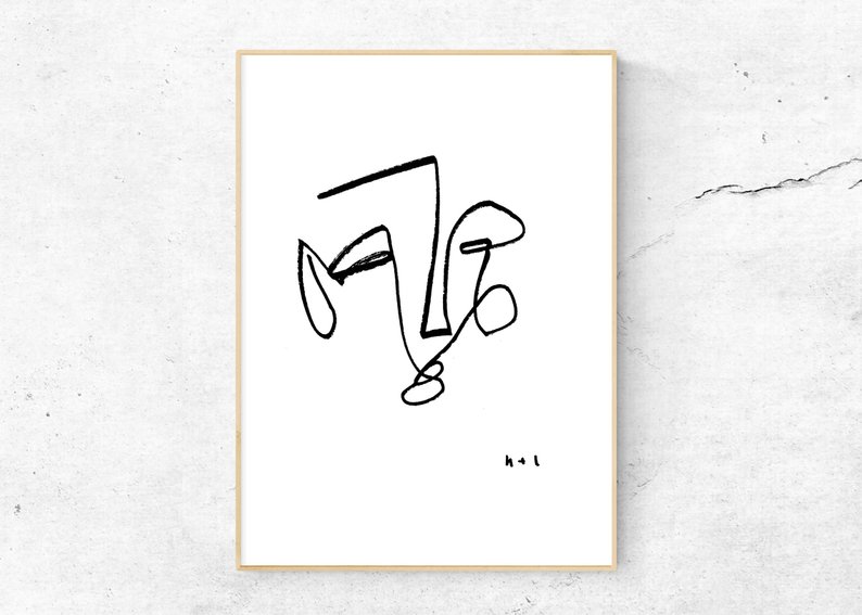 794x567 Blind Contour Line Drawing Digital Download Print - Contour Line Drawing