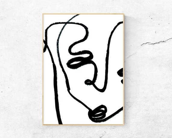 570x456 Joaquin Oversized Blind Contour Line Drawing Digital Etsy - Contour Line Drawing Of A Hand