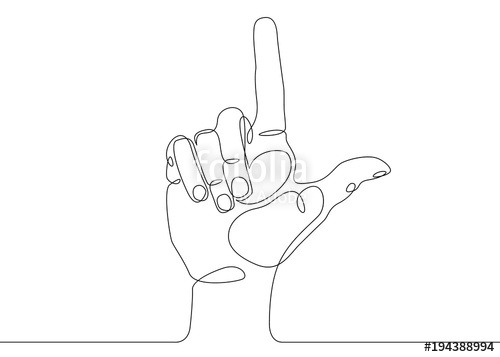 500x357 Continuous Line Drawing Hand Pointing Direction Finger Stock - Contour Line Drawing Of A Hand