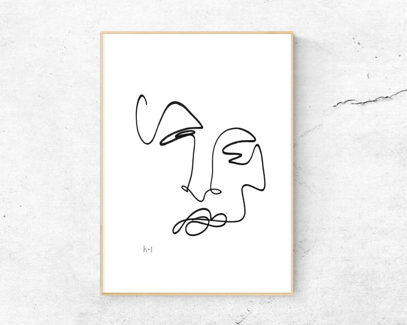794x635 Blind Contour Line Drawing Digital Download Print - Contour Line Drawing Of A Hand