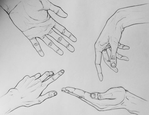 500x386 Contour Line Drawings Of Hands - Contour Line Hand Drawing