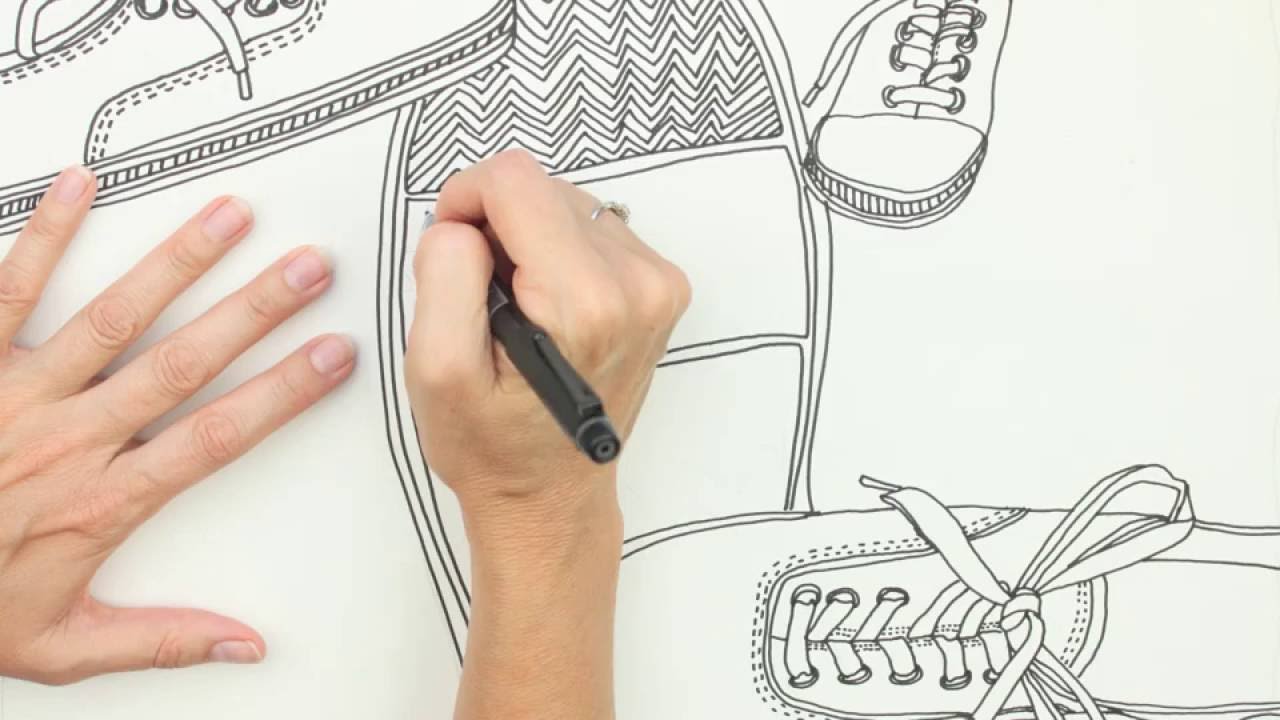 1280x720 Contour Line Drawing Shoe Composition - Contour Shoe Drawing