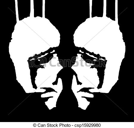 450x429 two heads dark illustration high contrast drawing of two twins - Contrast Drawing
