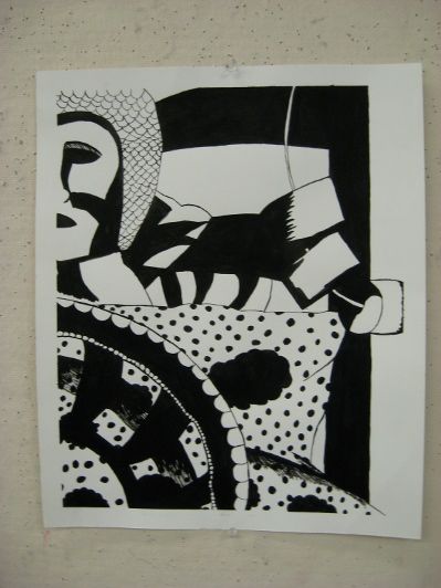 399x532 high contrast drawing based on still life, india ink on paper - Contrast Drawing