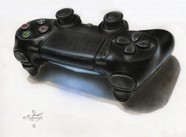 599x442 Controller Drawing Art Print - Controller Drawing