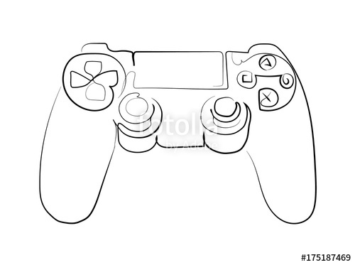 500x373 videogame controllert drawing logo clean hand drawn style video - Controller Drawing